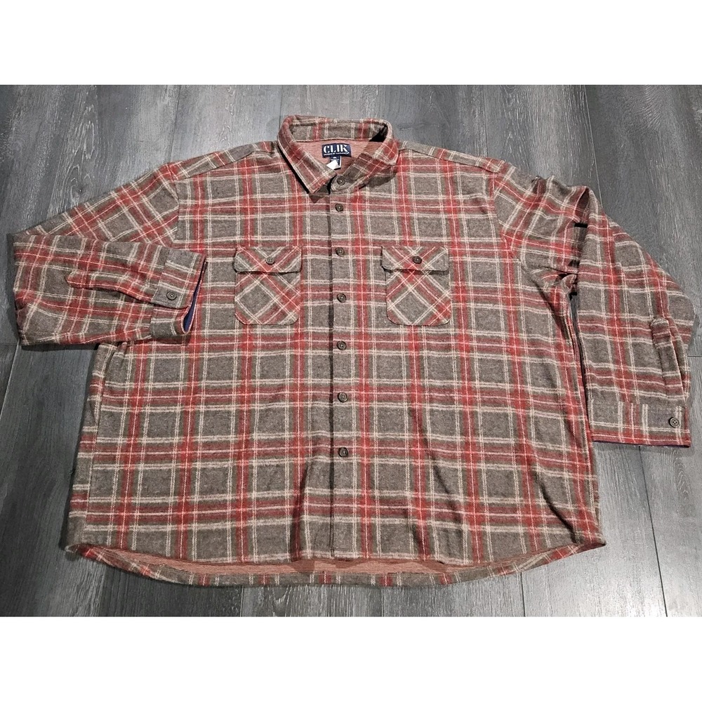 Magna‎ Ready Clik Flannel Shirt Men 4XL Red Gray Plaid Magnetic Outdoors Fishing